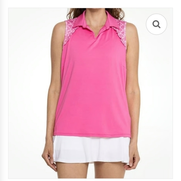 Stella Parker Tops - STELLA PARKER Polo Shirt Women Pink Golf Tennis Ruffle Raglan Sleeveless NWT